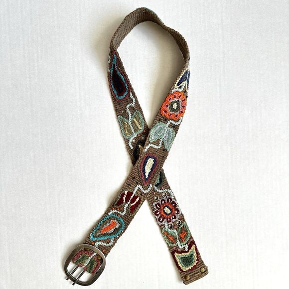 Pistil 100% Wool Embroidered Boho Belt Women's 1.75” Size M Adjustable Floral - Picture 2 of 10